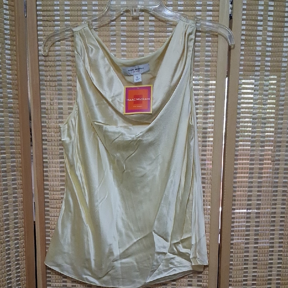 Isaac Mizrahi Satin Cowl Neck Camisole in Light Champagne